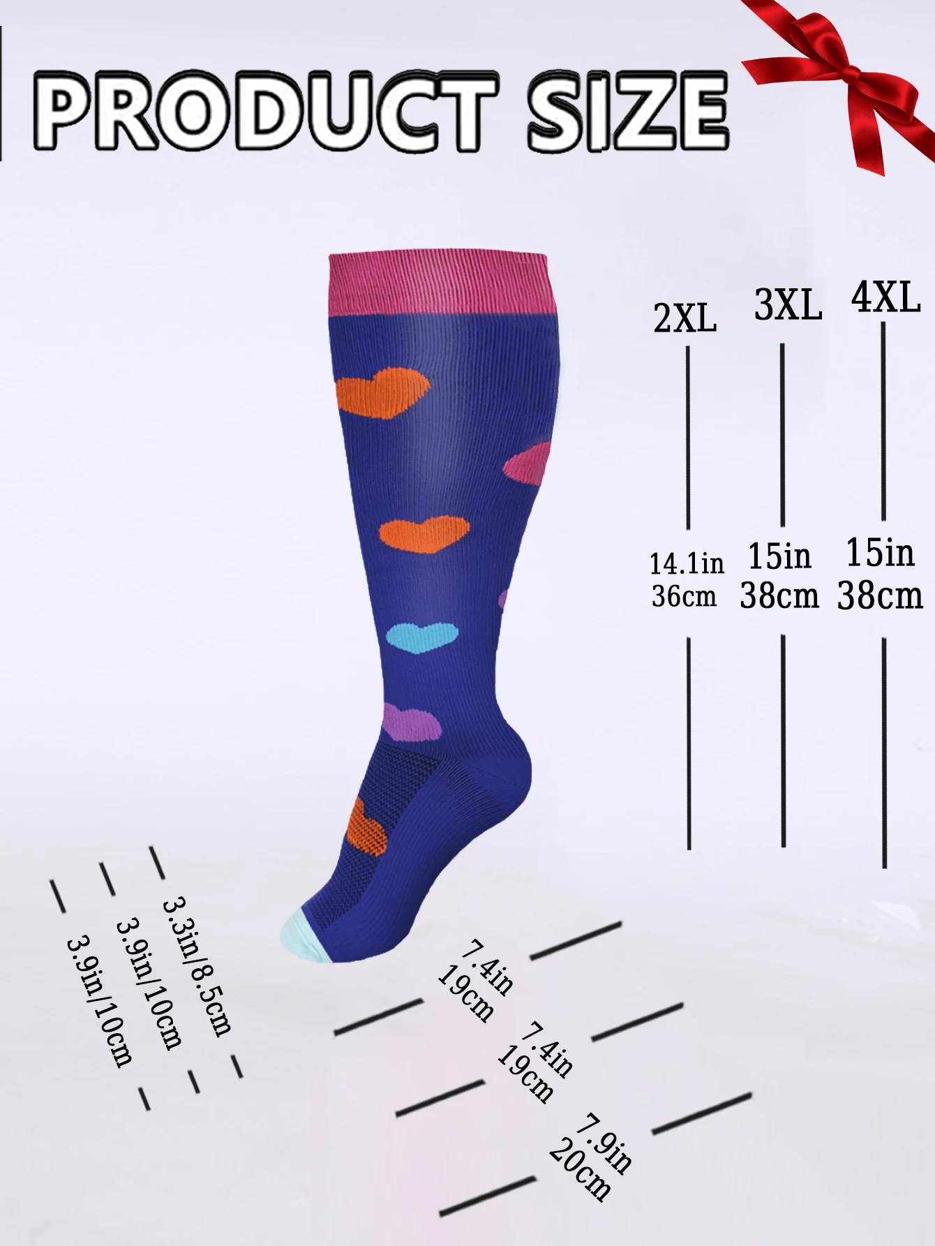3 Pairs Plus Size Compression Socks Circulation 1520 Mmhg For Men Wide