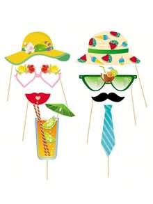 29pcs-Hawaiian Summer Beach Party Photo Props - Tropical Theme Photoshoot Accessories - Multicolor - View 2