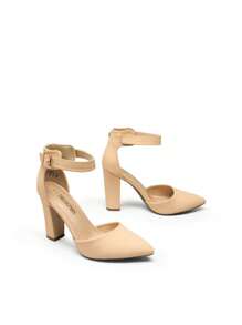 Women's Chunky High Heels Pumps Ankle Strap Closed Pointed Toe Elegant Fashionable Comfortable Dating Wedding Party Dress Shoes