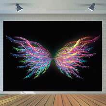 1pc Rainbow Angel Wings Photography Backdrop, For Romantic Wedding Engagement Party, Cake Table Decoration, Studio Photography Props, Available In 4 Sizes - Multicolor - View 1