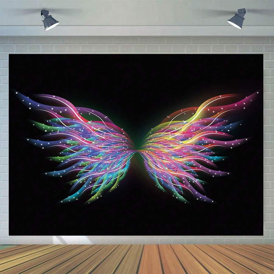 1pc Rainbow Angel Wings Photography Backdrop, For Romantic Wedding Engagement Party, Cake Table Decoration, Studio Photography Props, Available In 4 Sizes - Multicolor - View 1