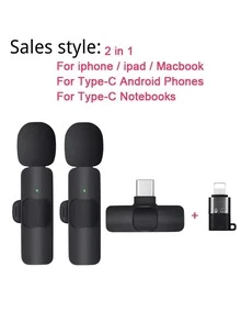 Mini Wireless Lapel Microphone Compatible With Iphone 15 Android Phone Laptop USB C Small Wireless Microphone For Video Recording Vlog With Additional USB Adapter - Wireless Microphone - View 4