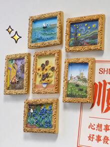 Set de 6 imanes de nevera con escenas, Arte creativo de Van Gogh, Pegatinas decorativas lenticulares 3D con reverso magnético para refrigeradores, mejor regalo para la decoración del hogar