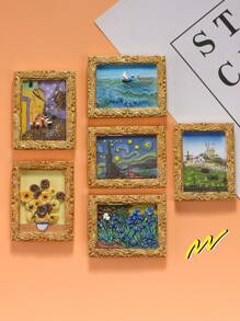Set de 6 imanes de nevera con escenas, Arte creativo de Van Gogh, Pegatinas decorativas lenticulares 3D con reverso magnético para refrigeradores, mejor regalo para la decoración del hogar