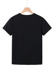 青少年男孩時尚、休閒、舒適、彩虹、幽默口號印花短袖T恤，夏季圓領上衣，送禮佳品 - 黑色 - 查看 2