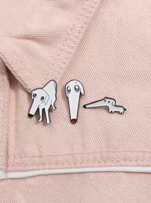 1只可愛的長鼻狗造型胸針/徽章,適用於休閒裝,背包,男女時尚飾品,日常佩戴 - 黑與白 - 查看 3