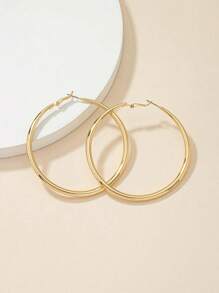 1 Pair Minimalist Solid Metal Hoop Earrings For Women, Punk Style Sexy Vacation Chic Versatile Earrings