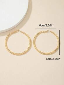 1 Pair Minimalist Solid Metal Hoop Earrings For Women, Punk Style Sexy Vacation Chic Versatile Earrings