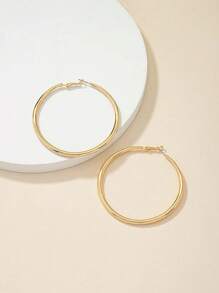 1 Pair Minimalist Solid Metal Hoop Earrings For Women, Punk Style Sexy Vacation Chic Versatile Earrings