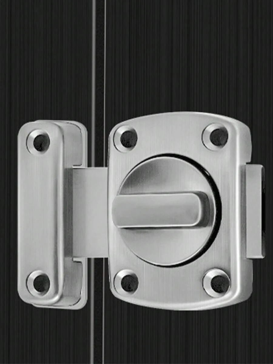 1 Pc Zinc Alloy Thick Anti-Theft Security Door Rotate Bolt Latch Slide Lock - Silver - View 1