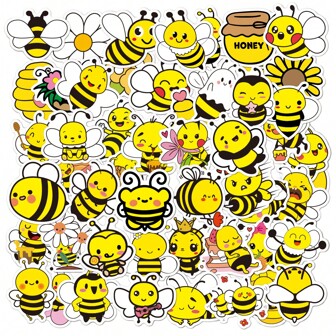 50pcs Cute Cartoon Bee Sticker For Decoration Of Laptops, Suitcases, And Phones,DIY Craft, Hand Account Decoration,Bee Pattern Sticker, Multi-Purpose Decorative Sticker,Kids Teens Adults Water Bottle Skateboard,Waterproof Stickers,Stickers,Funny,Vintage,Cute Stickers,Sticker Pack,Office Decor,Room Decor,Easter,Birthday,Graduation,Easter Gifts,Stationery Supplies,Back-To-School