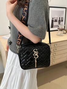 Argyle Chần Vai Dây kéo Cái túi , Chuỗi Dây đeo Túi đeo chéo Túi đựng điện thoại , Giải trí Túi Vuông Đối với Mỗi ngày - màu đen - Xem 7