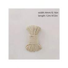 1pc (4mm/0.16in-8mm/0.31in) Wide Macrame Cord, Suitable For Festival Decoration, Gift Weaving Crafts, Handicrafts DIY, Textile & Jewelry Decoration, Wedding & Party Decoration, Home Decoration Braided Rope - Beige - View 10