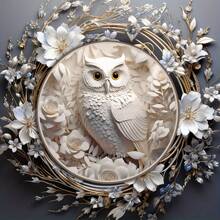 1 件复古木制挂牌，猫头鹰木制挂牌，前门门廊客厅卧室家居装饰，乡村风格圆形墙壁装饰，8x8 英寸，家居装饰，房间装饰，墙壁装饰 - 彩色 - 查看 3