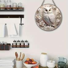 1 件复古木制挂牌，猫头鹰木制挂牌，前门门廊客厅卧室家居装饰，乡村风格圆形墙壁装饰，8x8 英寸，家居装饰，房间装饰，墙壁装饰 - 彩色 - 查看 6