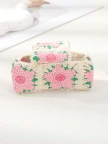 1pc Knitted Flower Hair Claw (Random Color/Position) Summer Outfits Hair Clips Beach Accessories - Multicolor - View 8