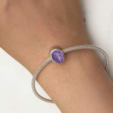 WOSTU 1件925纯银锆石和蛋白石纳米宝石紫色月光石首饰，魔法城堡许愿灯吊坠和魔毯吊坠，适合搭配女士手链和项链，DIY礼物 - 紫色 - 查看 4