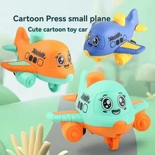 1pc Cartoon Airplane Shaped Press & Go Toy For Kids, Kindergarten Gift - Multicolor - View 2