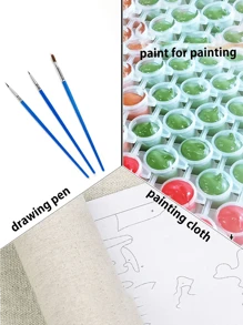 Animal Lion With Colorful Flowers DIY Digital Painting Oil Painting Set - Multicolor - View 3