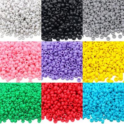 100-200pcs Pony Beads Bracelet 9mm Rainbow Multicolor Plastic Barrel Pony Beads For Jewelry Making, Hair Beads For Braids For Girls, Key Chain, Necklace Making