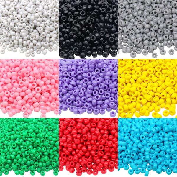 100-200 Pièces Bracelet De Perles De Poney 9 Mm Perles De Poney En Plastique Arc-en-ciel Multicolore Pour La Fabrication De Bijoux, Les Perles De Cheveux Pour Les Tresses Pour Les Filles, Le Porte-clés, La Fabrication De Colliers