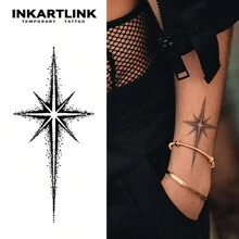 INKARTLINK Star Magic Temporary Tattoos | Revolutionary Plant-Based Formula | 15 Day Waterproof | Realistic Temporary Tattoos | Minimalist Unique Designs - Black - View 2