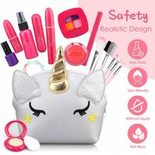 Maquillaje fingido para niñas, juego de maquillaje falso para niñas pequeñas, kit de maquillaje para niños con una bolsa de princesa, juguete para niñas con llave de coche y otros juguetes para niñas de 2 a 6 años para regalo de cumpleaños (color del accesorio aleatorio) - Multicolor - Ver 7