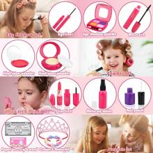 Maquillaje fingido para niñas, juego de maquillaje falso para niñas pequeñas, kit de maquillaje para niños con una bolsa de princesa, juguete para niñas con llave de coche y otros juguetes para niñas de 2 a 6 años para regalo de cumpleaños (color del accesorio aleatorio) - Multicolor - Ver 4