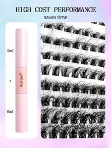 Asiteo 90 piezas DIY Racimos Pestañas D Curl con kit de pegamento 2 en 1 de aspecto natural, extensiones de pestañas esponjosas y fragmentadas para vacaciones - Multicolor - Ver 3