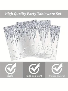 10入組鑲有水晶的沙漠風格生日餐具套裝，可同時供10位客人使用 - 非常適合家庭聚會、單身派對、舞會、野餐、節日、生日派對、婚禮餐具，帶給您高貴、奢華的視覺盛宴。