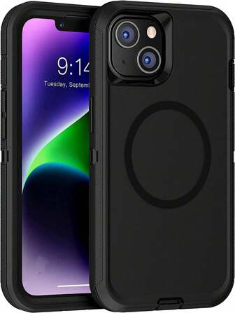 Étuis pour iPhone Apple pour hommes, adsorption magnétique, boîtier de téléphone résistant en 3 couches, protection robuste anti-choc de qualité