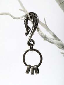 街头风男士时尚钥匙扣，树叶、钩子、锚和植物图案，适合日常或骑行使用，可作汽车配件、包包挂饰、校园风、哥特风、Y2K风、万圣节配饰、教师节配饰、带证件夹的挂绳、汽车配件、包包挂饰、汽车配件、朋友姐妹礼物创意 - 銀色 - 查看 5