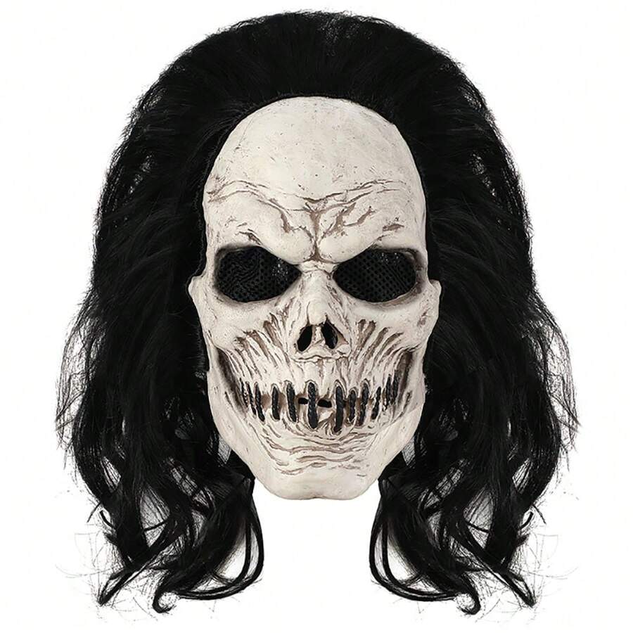 Halloween Costume Scary Latex Mask - White - View 1