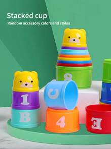 9入組優格杯啟蒙玩具，包括: 有趣的拼圖、手眼協調和數字、字母和顏色的認知學習。隨機組裝部件、圖案、顏色、尺寸和包裝。學校、學生、文具、學用品 - 彩色 - 查看 3