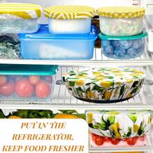 5/10 Pieces Bowl Covers Reusable In 5 Size Stretch Cloth Fabric Elastic Food Storage Bread Lids For Food, Fruits, Leftover (Summer Style) - Multicolor - View 5