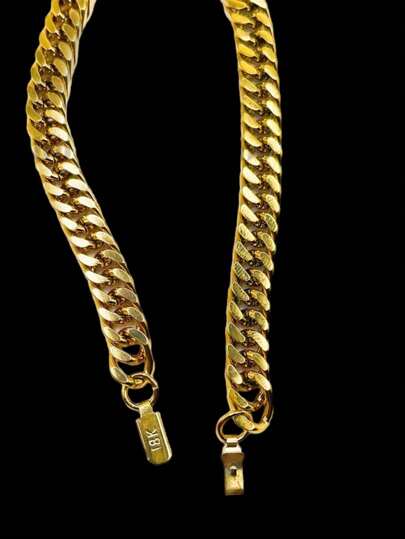 Pulseira  masculina banhado dourado aco inox