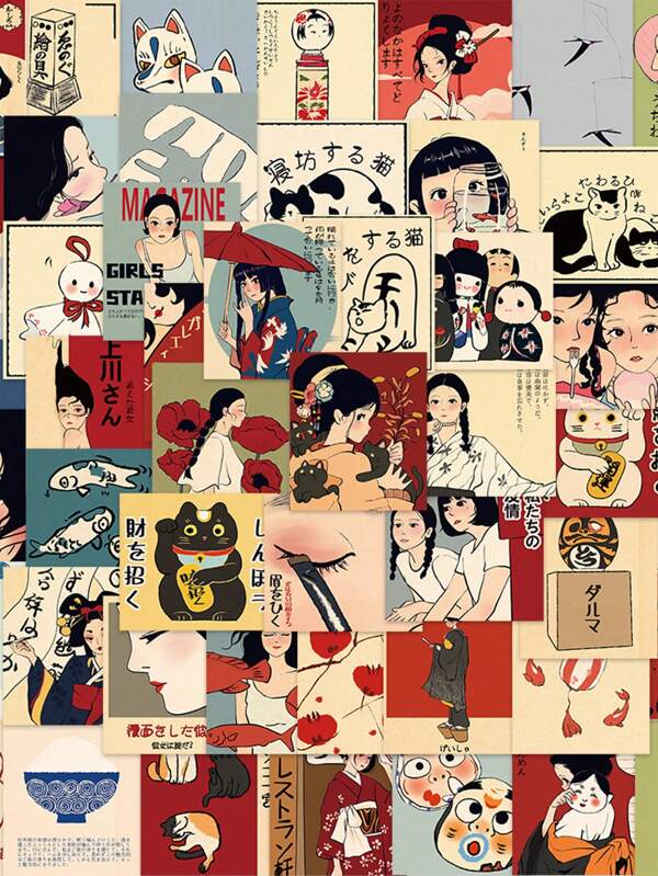 50 Sheets Of Small Spring & Graffiti Theme Stickers For Personalizing Decoration Of Guitar, Notebook, Luggage, Diy Waterproof Stickers