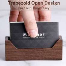 Wood Business Card Holder For Desk Business Card Display Holder Desktop Business Card Stand For Office, Tabletop - Rectangle With Wide Open Design - Trapezoid Wide Open - View 2