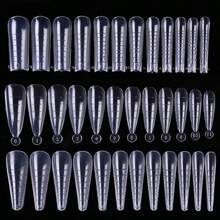 60Pcs Extension False Nail Tips Acrylic Fake Finger UV Gel Polish Quick Building Mold Sculpted Full Cover Nail Tips Manicures Tool Set - Clear - View 2