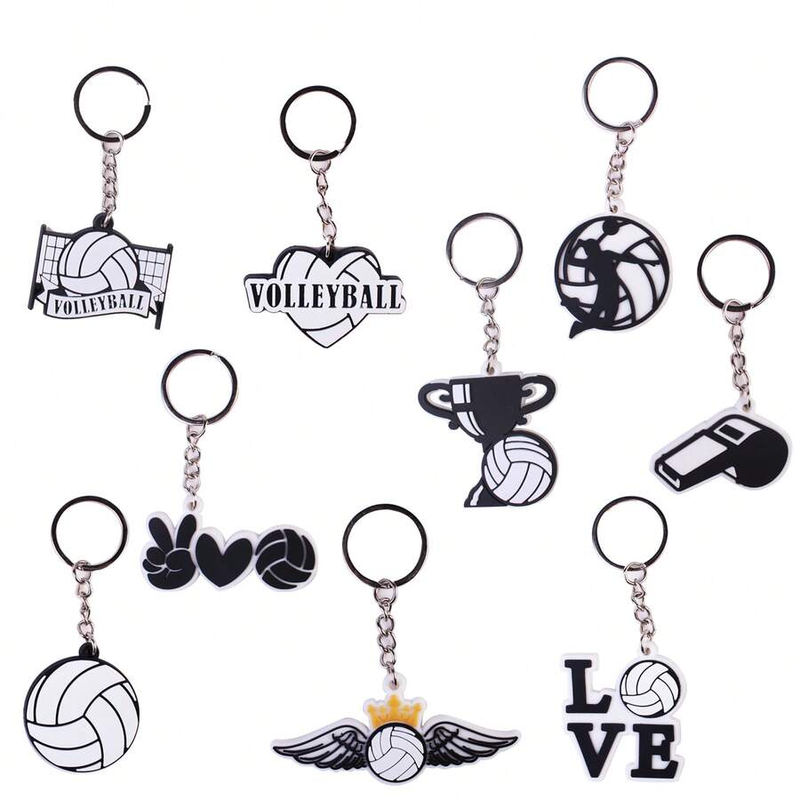 9pcs/Set Unisex Pvc Rubber Decoration With Beach Volleyball Elements Keychain, Party Favor Gift With Sports Style - Multicolor - View 1