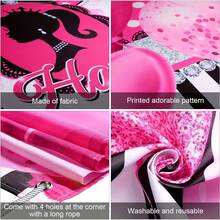 Fondo de fiesta de cumpleaños princesa, banner de fiesta temática princesa, accesorio de decoración de fiesta - Rosa - Ver 3