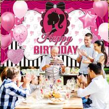 Fondo de fiesta de cumpleaños princesa, banner de fiesta temática princesa, accesorio de decoración de fiesta - Rosa - Ver 5