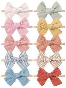 bilicaca 10pcs/Set Dopamine Color Bowknot Baby Hair Accessories - Multicolor - View 8