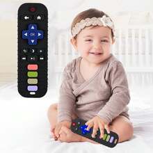 1入組矽膠遙控安撫牙膠玩具,可愛、安全且易於清潔,讓您的寶寶舒適、愉悅