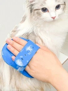 多功能攜帶方便的矽膠寵物浴刷，易於清洗，專為清潔狗和貓的特殊工具 - 藍色 - 查看 1