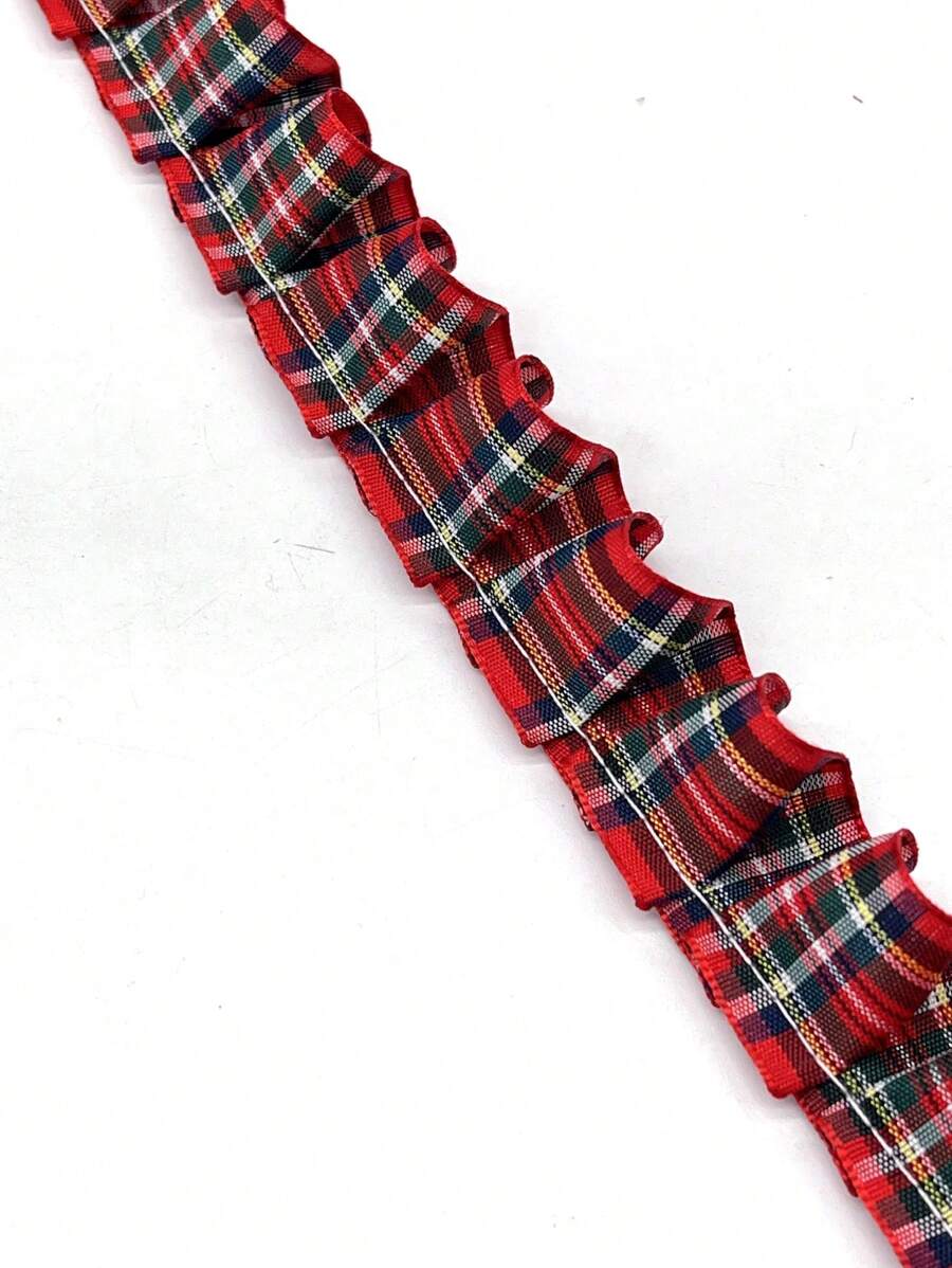 1 Yard 2.5cm Checked Weave Ribbon Ruffled Clothing Decoration Doll Skirt Hem Diy Fabric Material - Multicolor - View 1