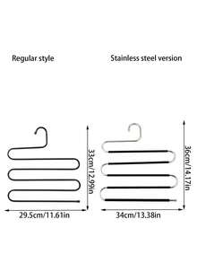 1pc Stainless Steel Multi-Functional Pants Non-Marking Hanger With Multiple Layers, Anti-Slip Closet Trouser Rack Decorations Autumn Decor Festival Decor Room Decor Home Decor Fall Decor Bedroom Decor - S-shaped Hanger - View 11