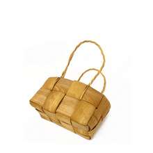 Wedding Flower Girl Basket,Wicker Rattan Flower Basket With Handle,Petal Basket Candy Storage Basket ,Rattan Box Home Decoration - Beige - View 7