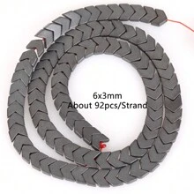 1條天然赤鐵礦石黑色啞面幾何圖案愛心立方圓珠珠寶製作配件耳環項鍊diy配件 15" - 彩色 - 查看 42