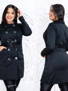 Women Overcoats - 黑色 - 查看 3